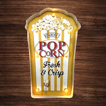 Metal Light Sign - Popcorn - LED lighting