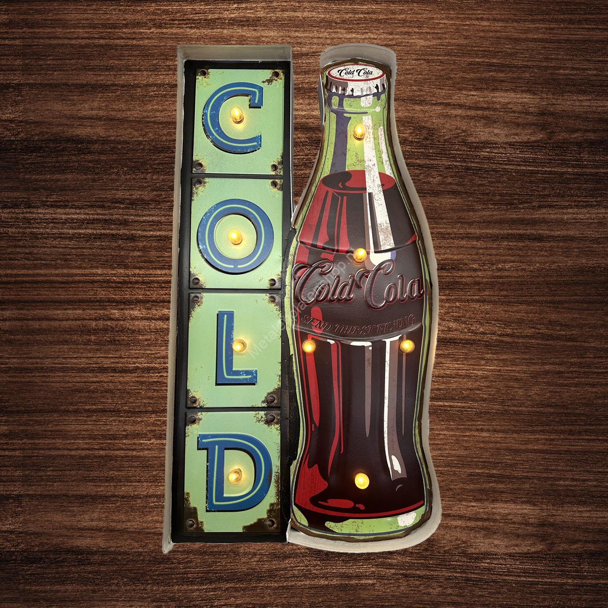 Metal Light Sign - Cold Cola - LED Lighting