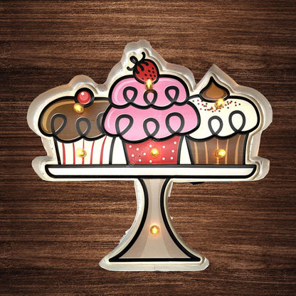 Metalen Lichtbord - Cupcake - LED Verlichting