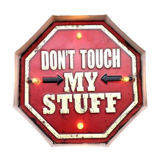 Metal Light Sign - Don't Touch My Stuff - LED Lighting