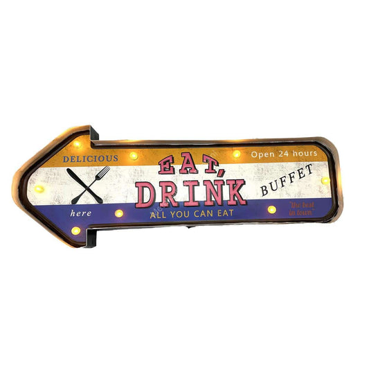 Metal Light Sign - Eat &amp; Drink Buffet - LED Lighting