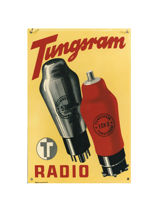 Metalen Wandbord - Tungsram Radio - Tubes - Jukebox