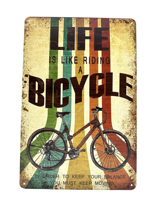 Metal Wall Sign - Life is like riding a Bicycle