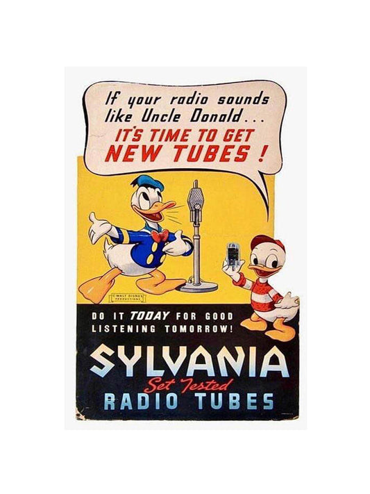 Duck - If you radio sounds like Uncle Donald Its time for new Tubes - Metaal Bord