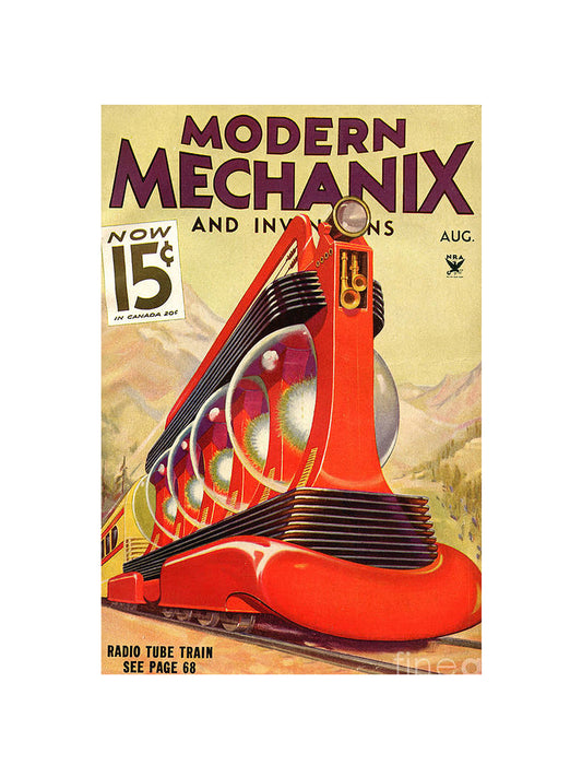 Modern Mechanix - Radio Tube Train - Metaal Bord