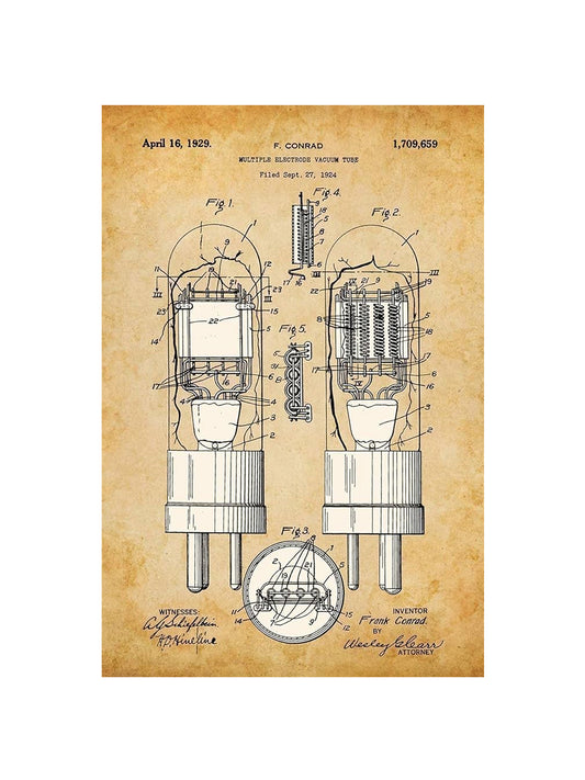 Multiple Electrode Vacuum Tube - Metaal Bord