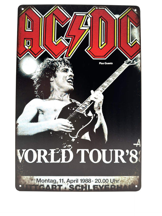 Wandschild aus Metall – AC-DC WORLD TOUR '88