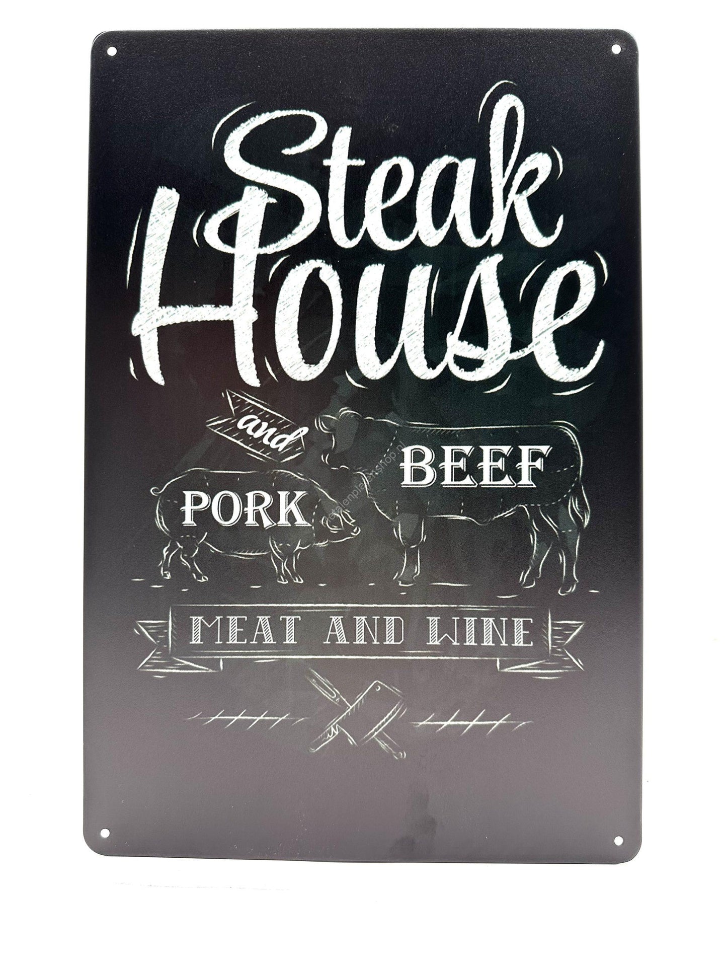 Metalen Wandbord - Steak House