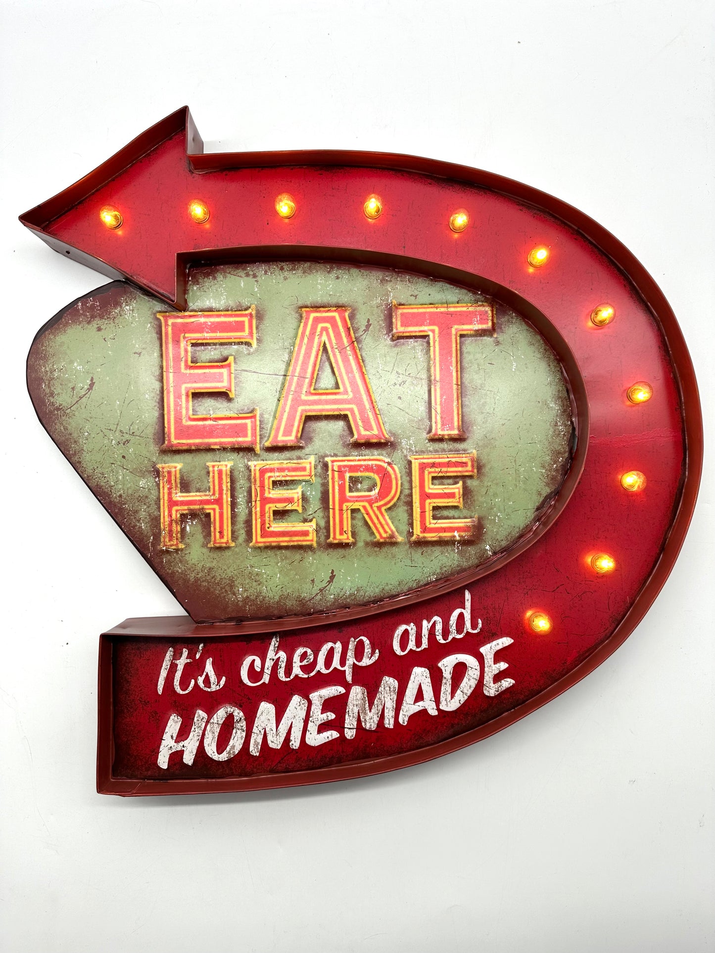 Metalen Lichtbord - Eat Here - LED verlichting