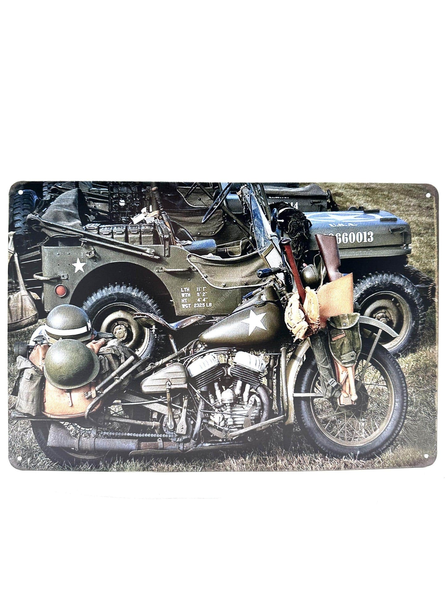 Metalen Wandbord - Army Motorcycle and truck