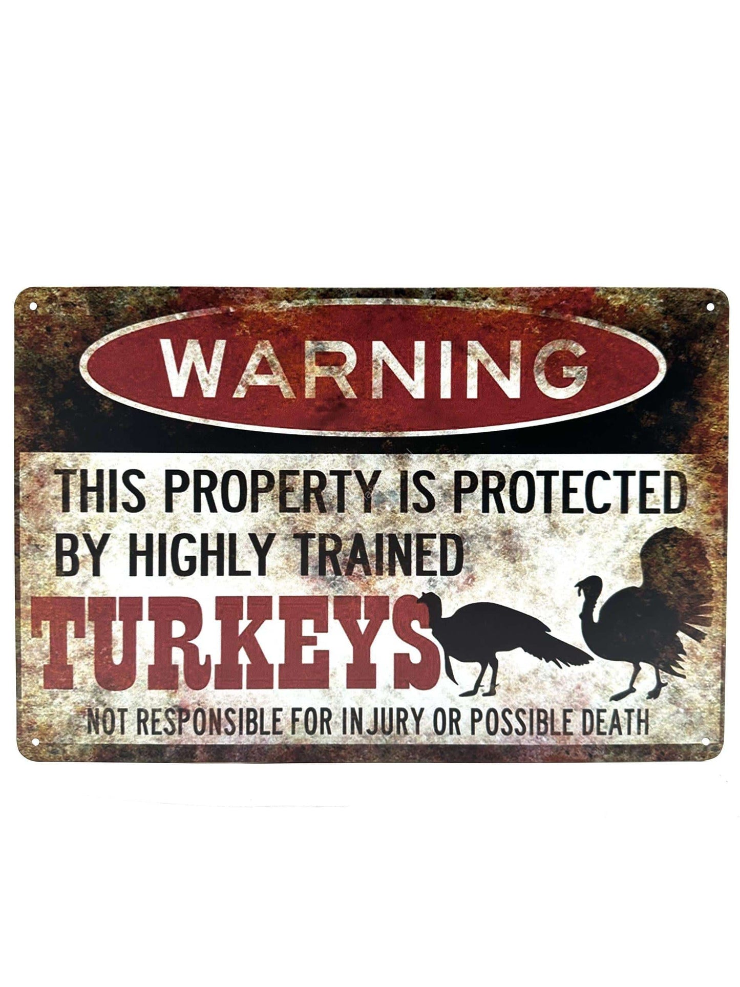 Metalen Wandbord - Warning Protected Turkeys