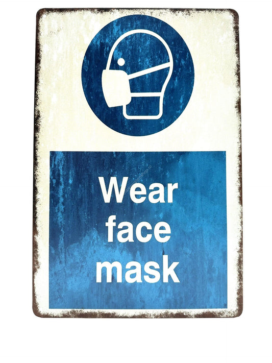 Metalen Wandbord - Wear face mask