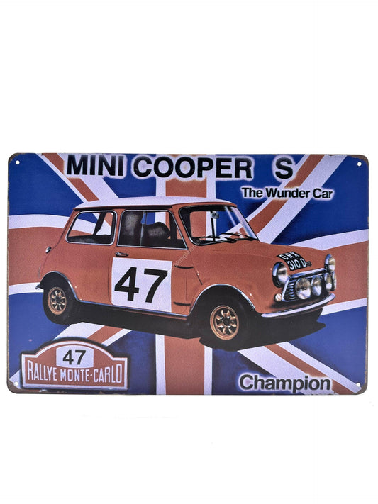 Wandschild aus Metall – Mini Cooper S The Wunder Car