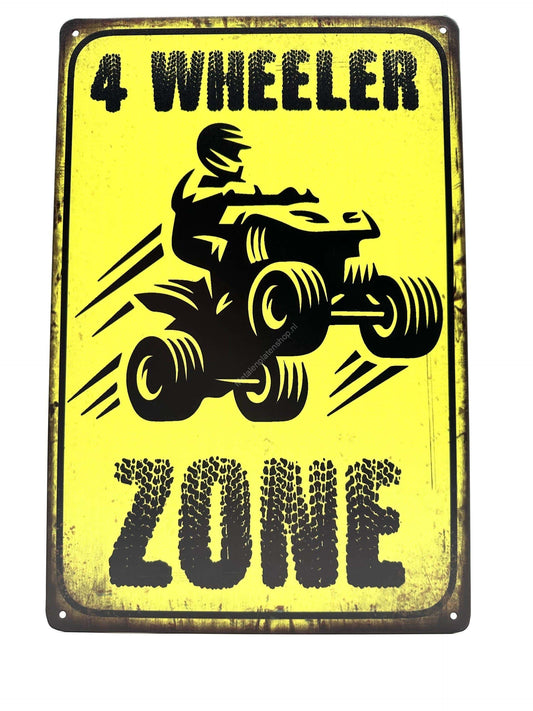 Metallwandschild – 4 Wheeler Zone