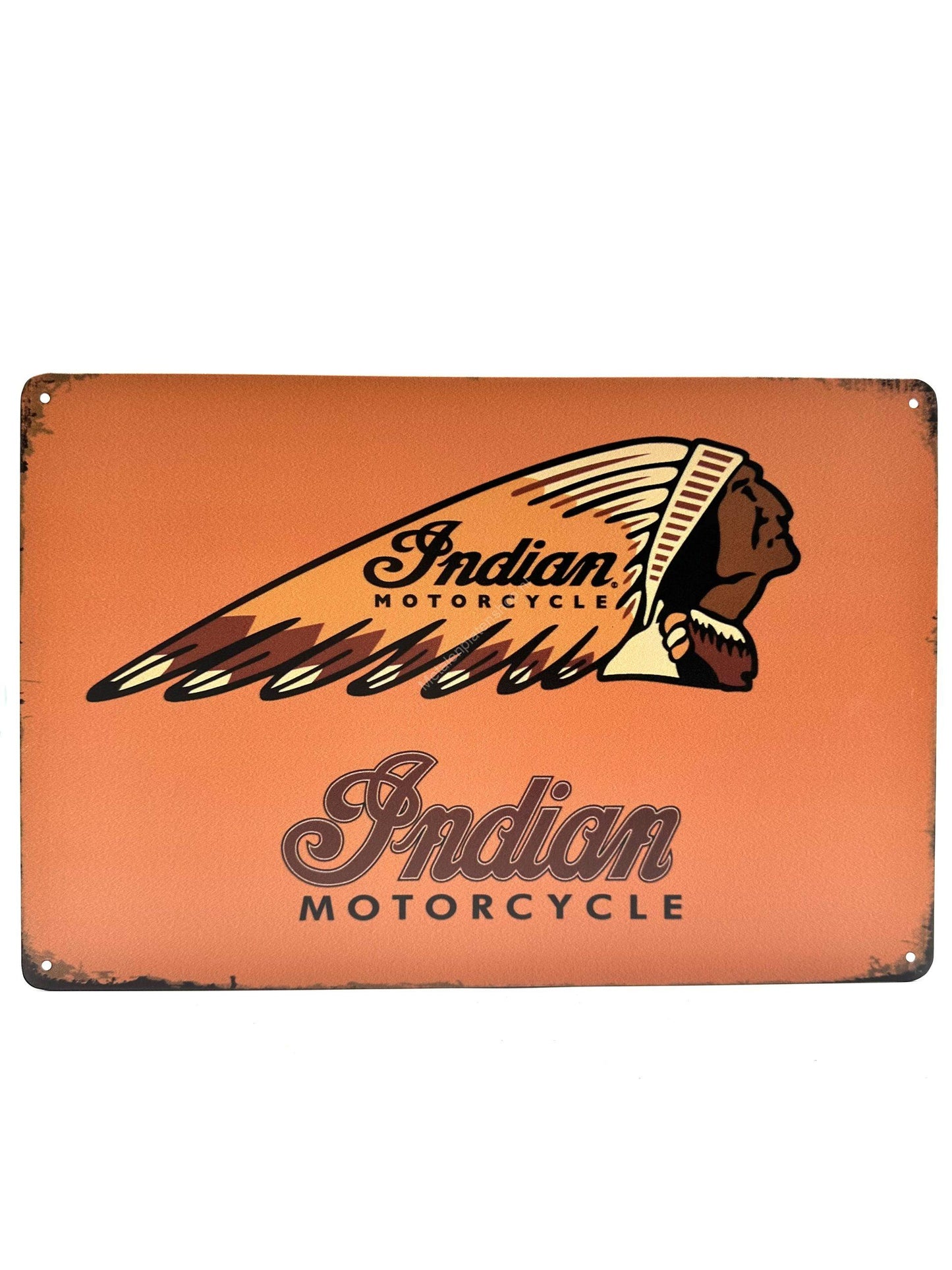 Wandschild aus Metall – Indianermotorrad