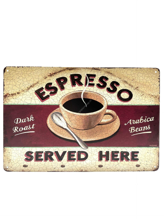 Metalen Wandbord - Espresso Served Here