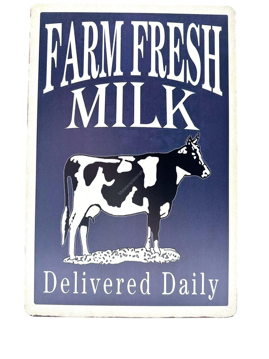 Metalen Wandbord - Farm Fresh MILK