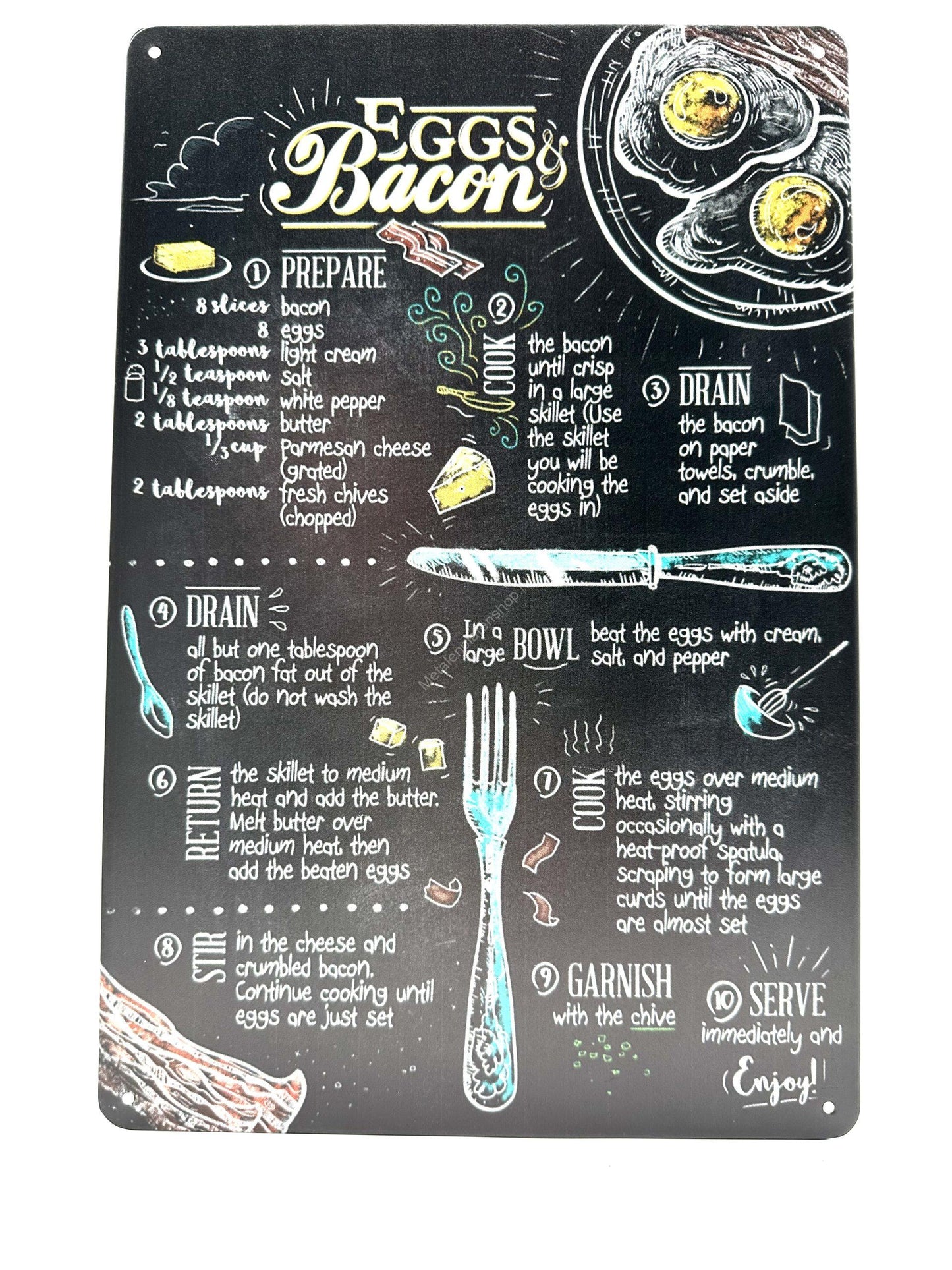 Metalen Wandbord - Eggs &amp; Bacon