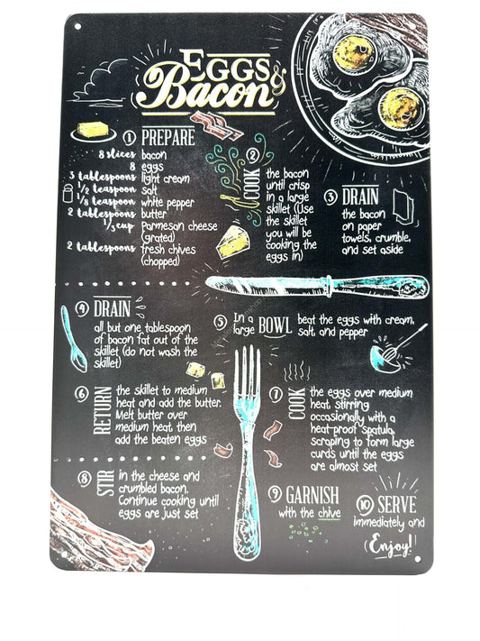 Metal Wall Sign - Eggs &amp; Bacon