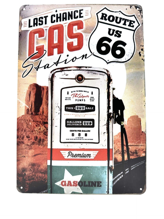 Wandschild aus Metall – Last Chance Route US 66