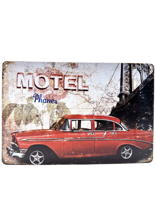 Wandschild aus Metall – Motel Phones Oldtimer