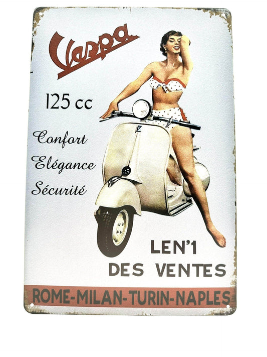 Metalen Wandbord - Vespa 125 cc