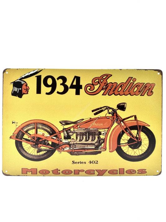 Metal Wall Sign - 1934 Indian Motorcycles