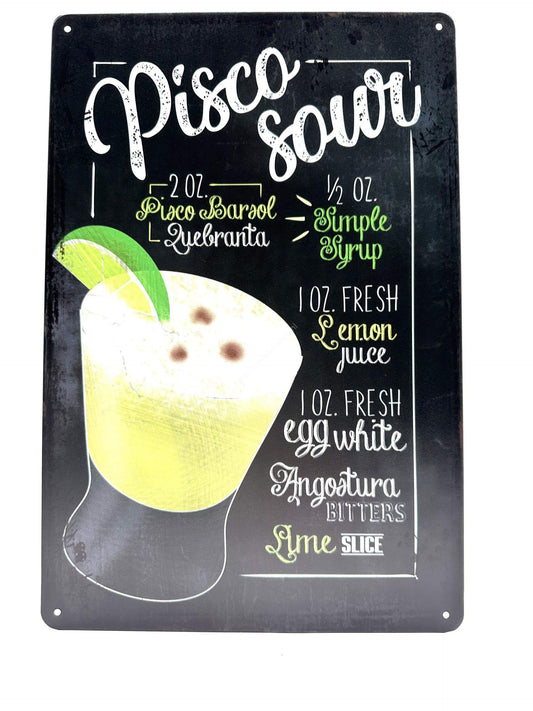 Metallwandschild - Pisco Sour