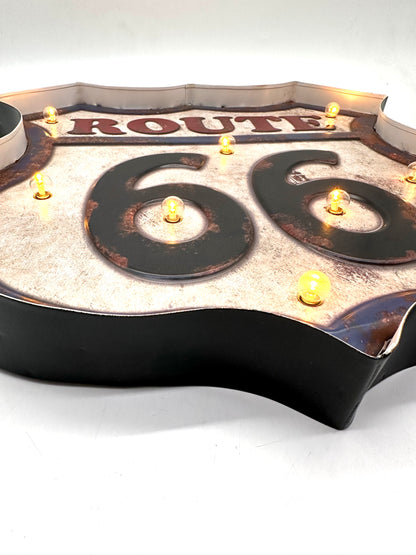 Metalen Lichtbord - Route 66 - LED verlichting