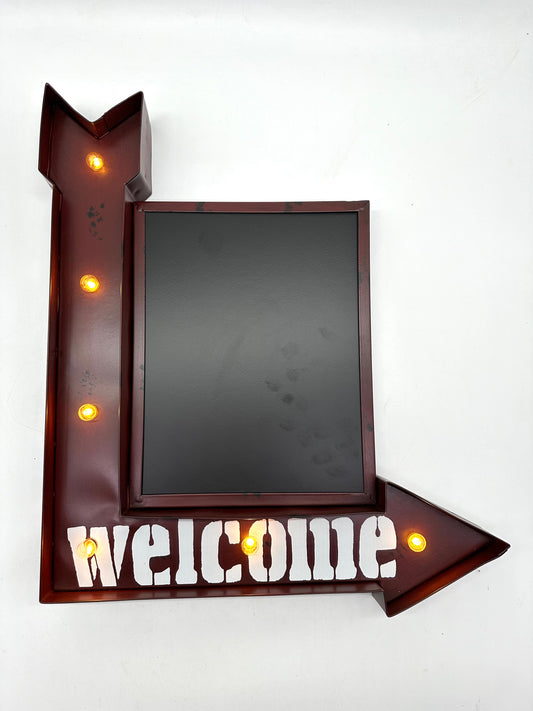 Metal Light Sign - Welcome with Chalkboard - LED lighting