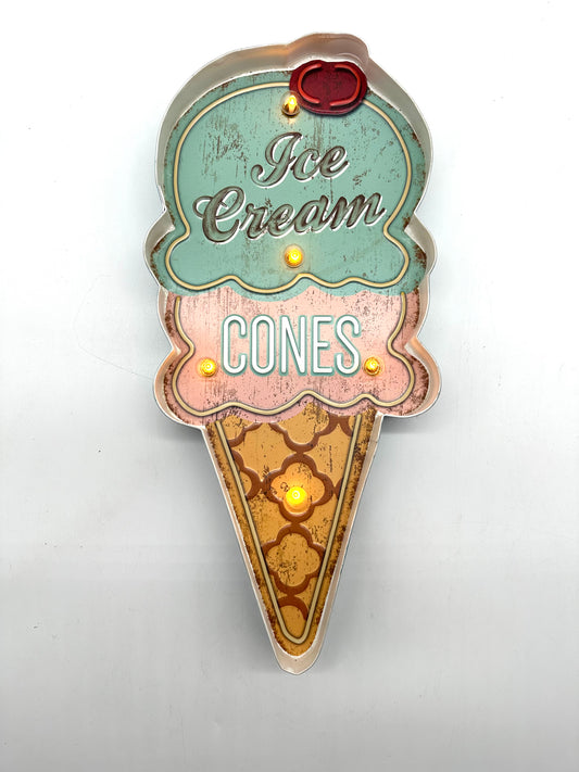 Metal Light Sign - Ice Cream - LED lighting