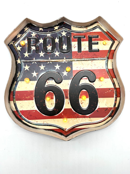 Metal Light Sign - Route 66 America - LED lighting