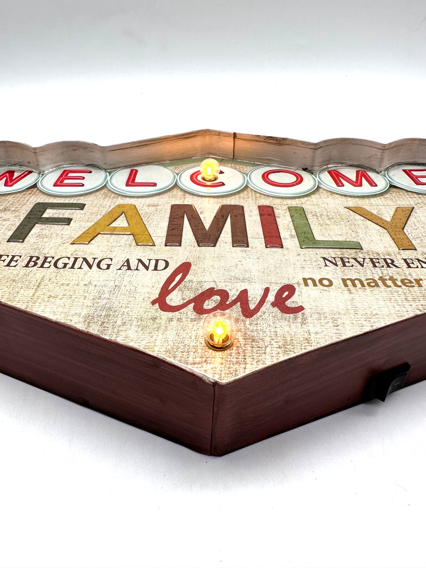 Metalen Lichtbord - Welcome Family - LED verlichting