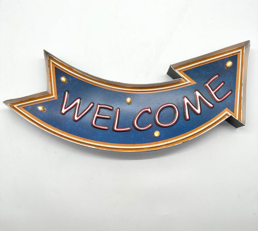 Metal Light Sign - Welcome Arrow - LED lighting