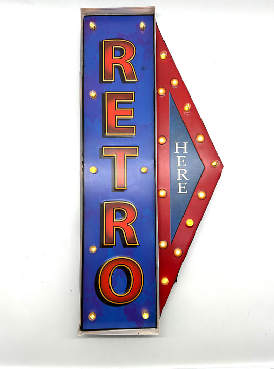 Metal Light Sign - Retro Here - LED lighting