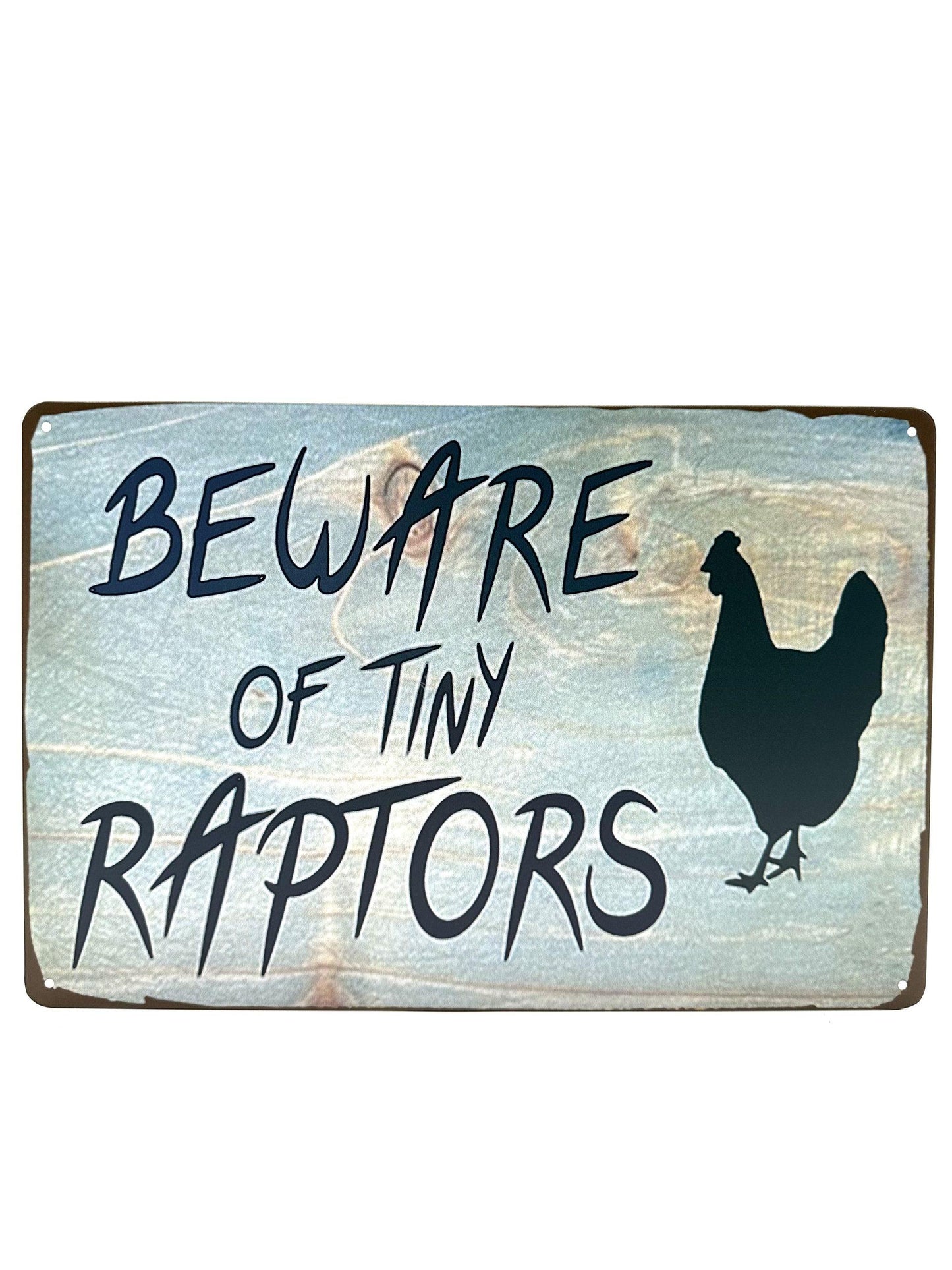 Metalen Wandbord - Beware Of Tiny Raptors