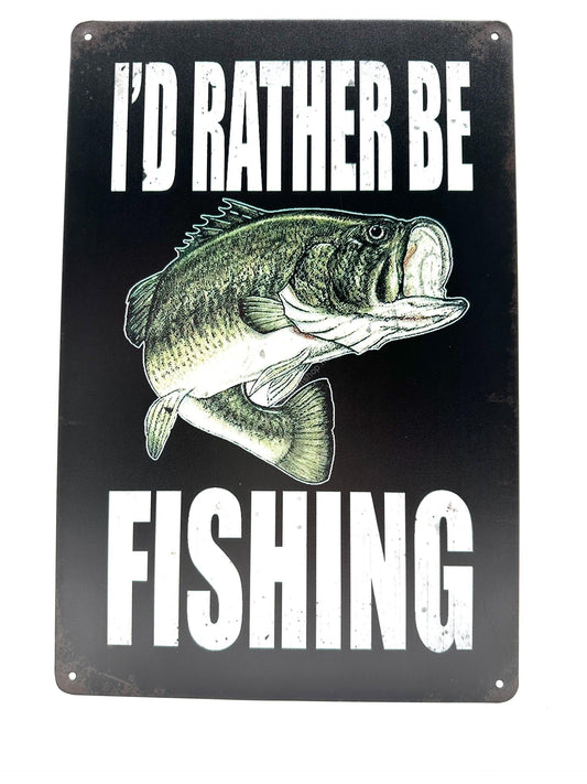 Metalen Wandbord - I'd Rather Be Fishing