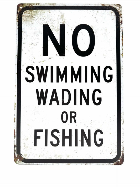 Metalen Wandbord - No Swimming Wading