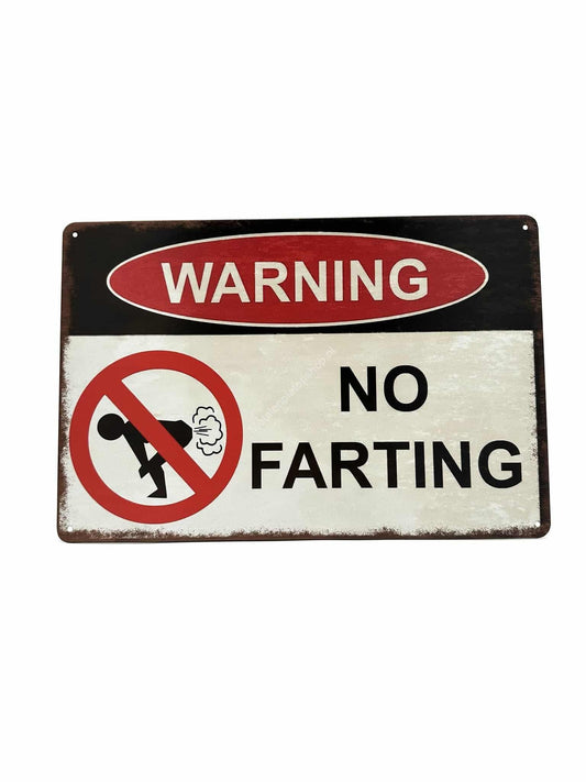 Metal Wall Sign - Warning No Farting - Warning