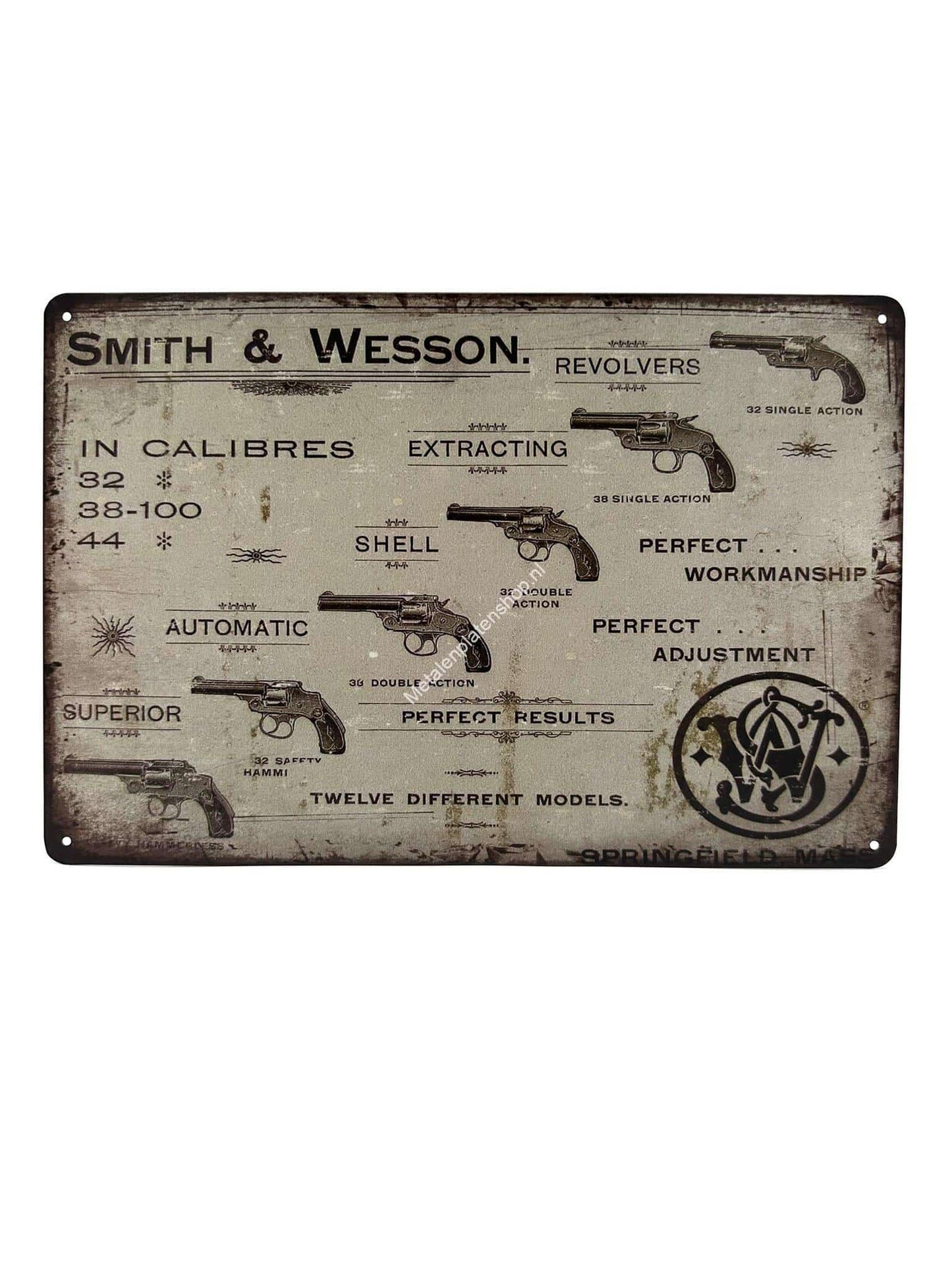 Metallwandschild – Smith &amp; Wesson Pistolen #2