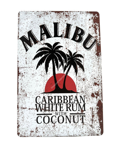 Metal Wall Sign - Malibu Caribbean White Rum - Drinks