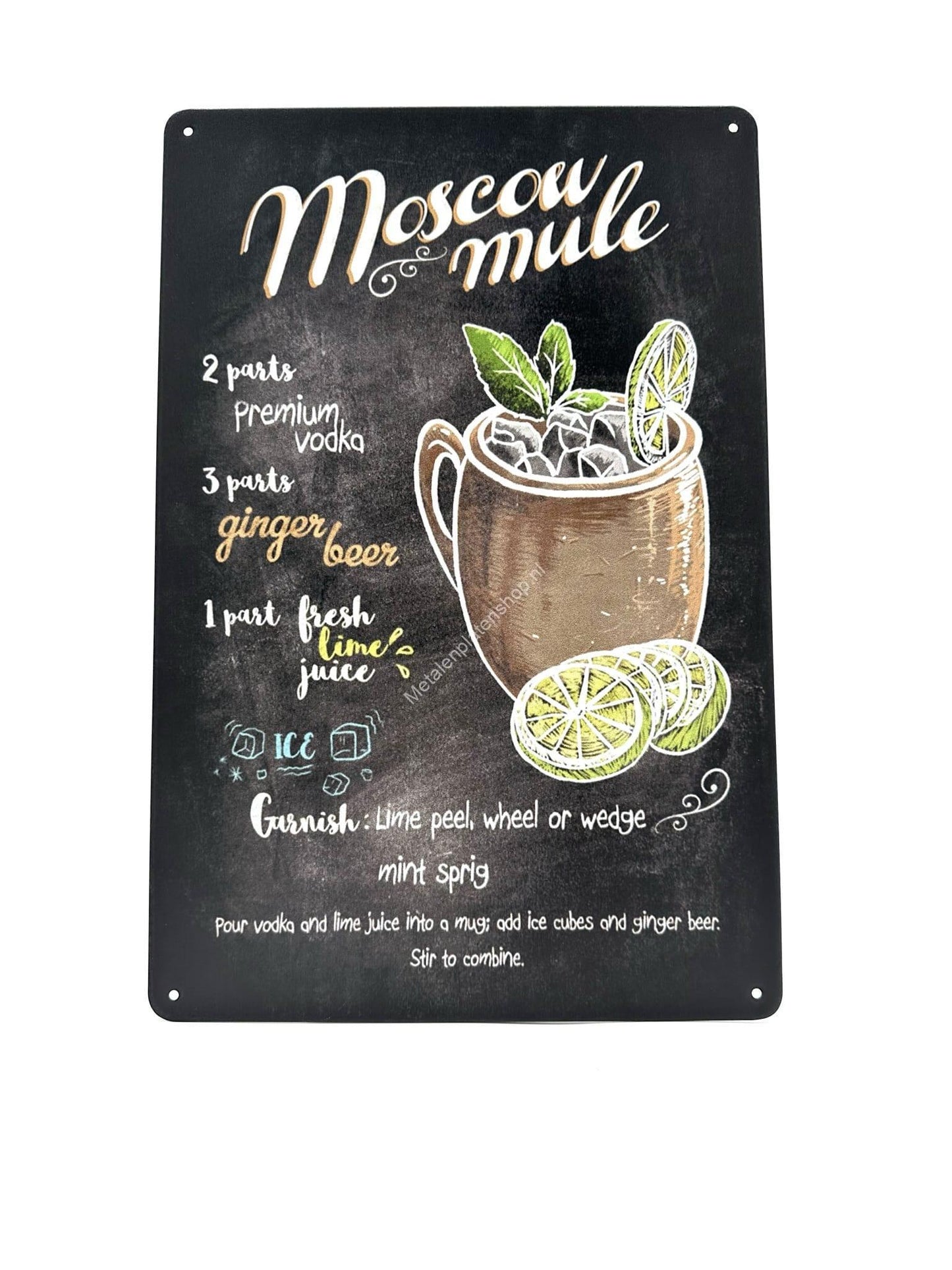 Wandschild aus Metall – Moscow Mule – Tafel