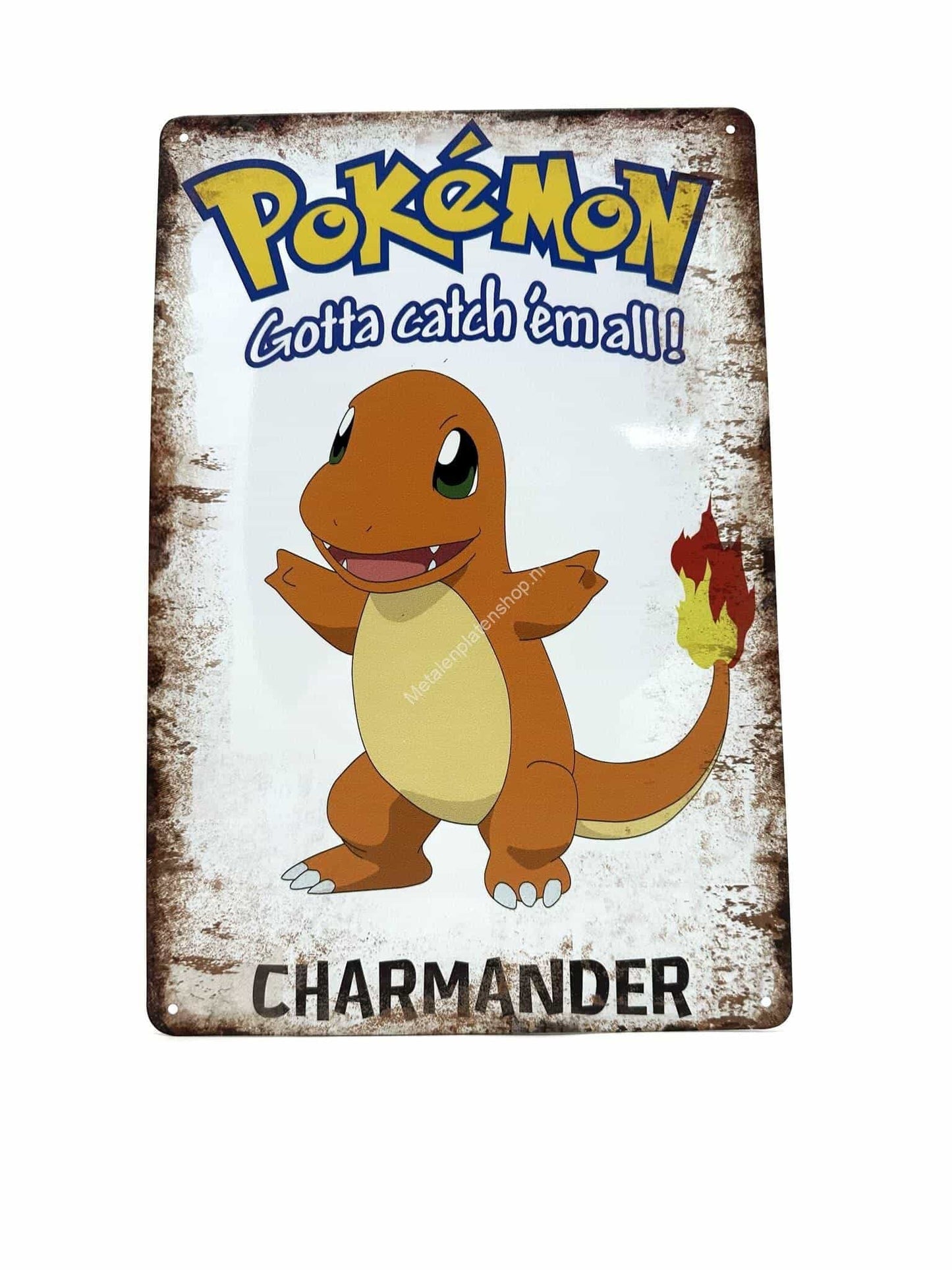 Metalen Wandbord - Pokemon - Gotta catch ém all! - Charmander