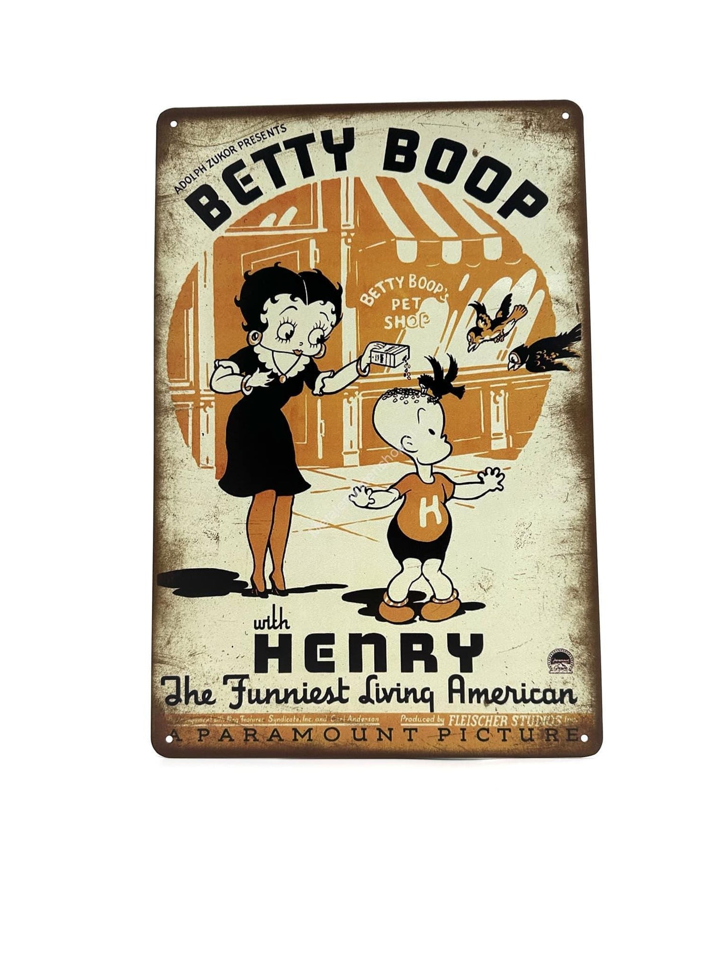 Wandschild aus Metall – Betty Boop – mit Henry