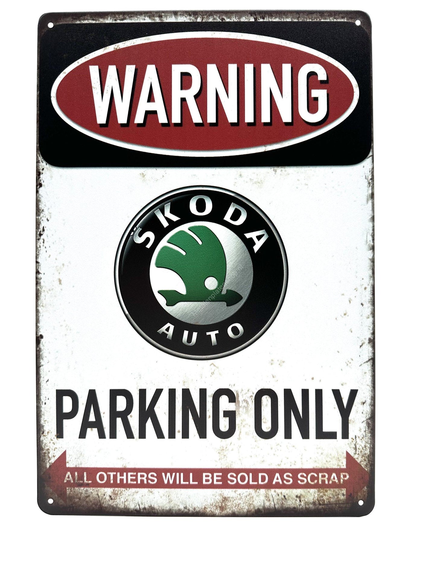 Metalen Wandbord - Warning Skoda Parking Only