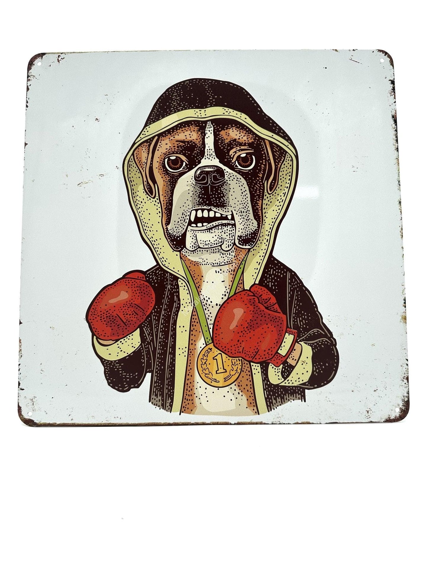 Metal Wall Sign - Boxing Dog