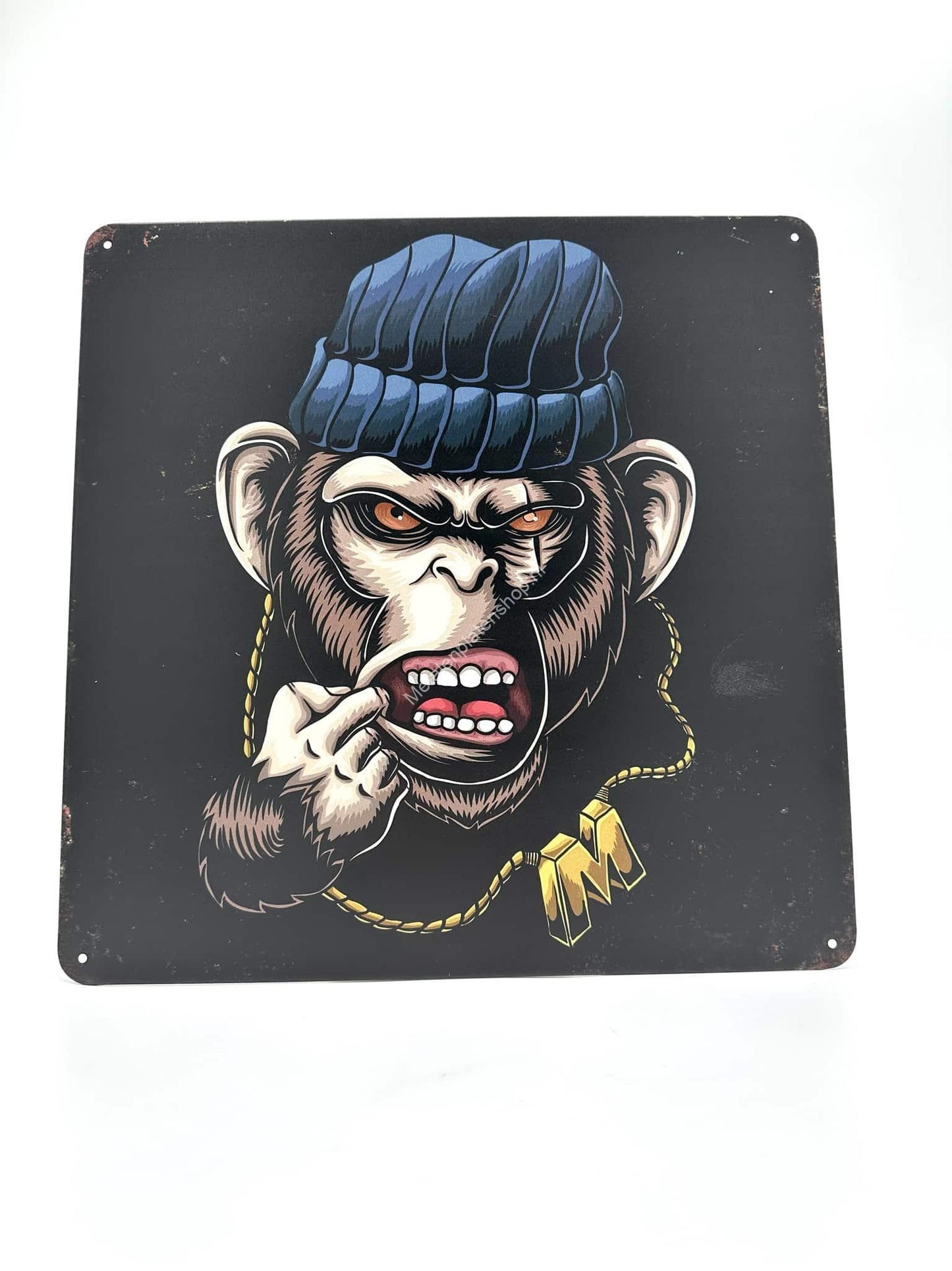 Wandschild aus Metall – Angry Monkey