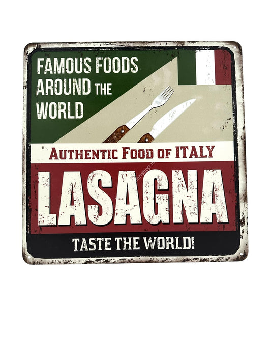 Metalen Wandbord - Lasagna Famous Foods