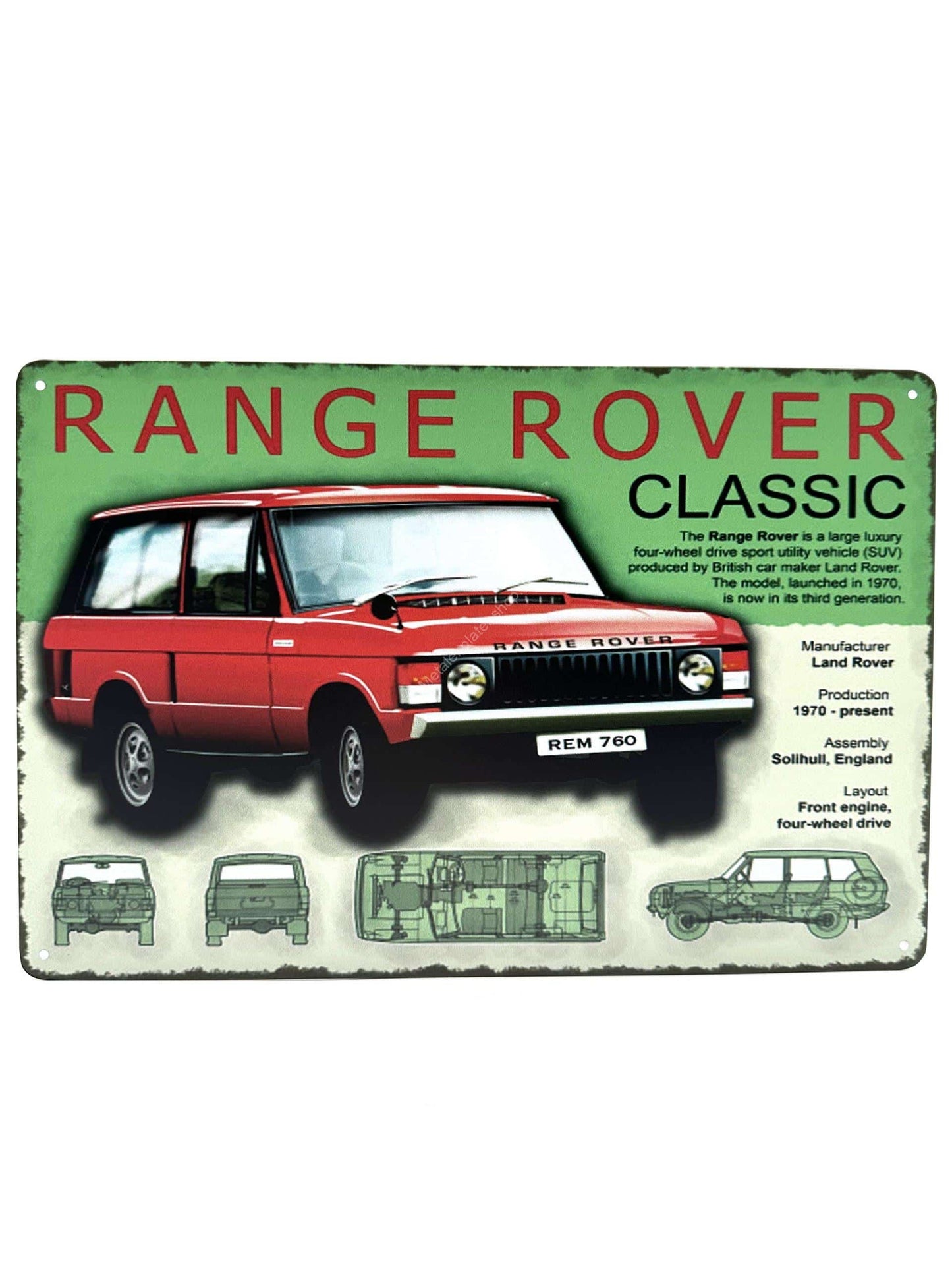 Metalen Wandbord - Range Rover Classic