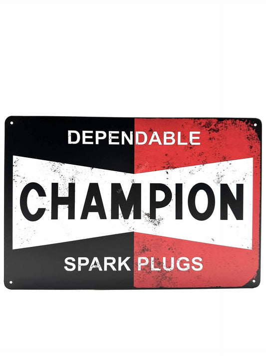 Metalen Wandbord - Dependable Champion Spark Plugs